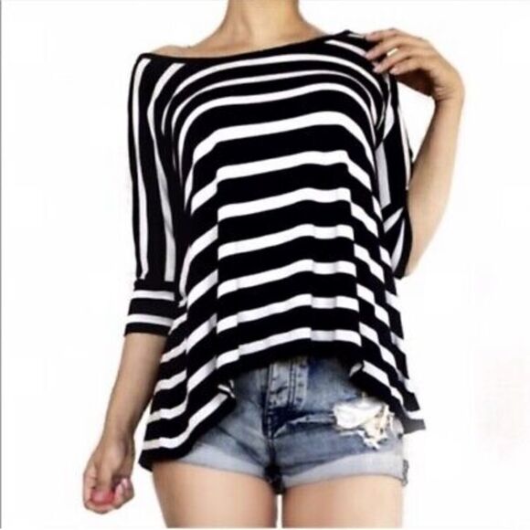 AG Adriano Goldschmied Oversized Red Striped Dolman Tee - Picture 8 of 8